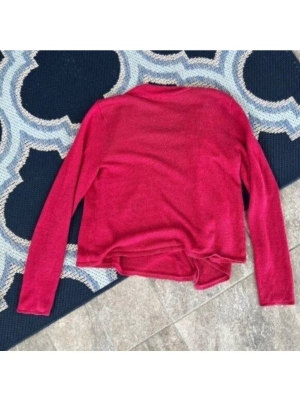 Eileen Fisher Pink Open Front 100% Linen Cardigan Size Medium Petite - Picture 10 of 11
